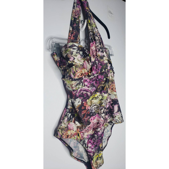 Zimmermann Swim Zimmermann Dark Floral One Arm One Piece Swimsuit